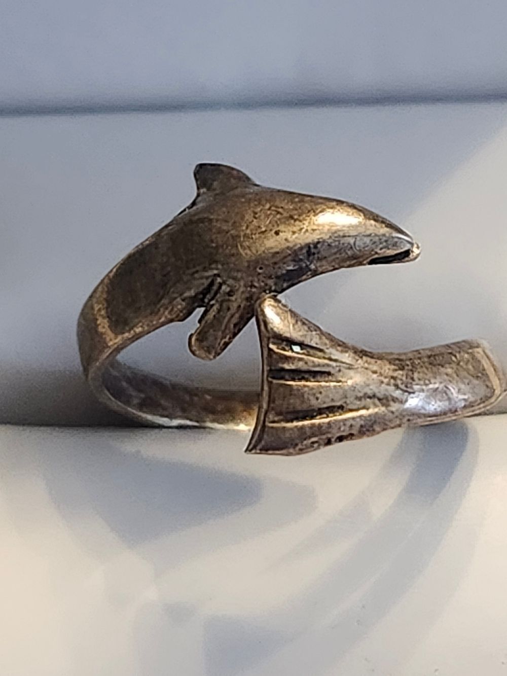Sterling Silver Dolphin Wrap Ring Size 5.5